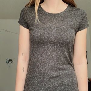 Long heathered dark gray tunic t-shirt